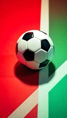 Generative AI The Contrast of Competition A Soccer Ball on a Red and Green Field of Play
