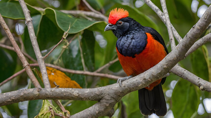 Obraz premium Andean Cock-of-the-Rock Feeding on Fruit 