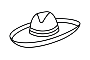 Hispanic heritage month vector art of a mexican sombrero hat, isolated on a white background line art vector