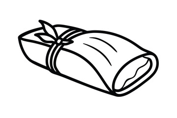 Hispanic heritage month vector art of a simple line drawing of a wrapped food item tied with a string line art vector