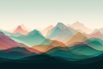 Silhouette of beautiful colorful mountain range 