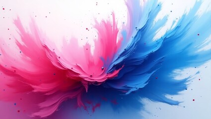 Pink and Blue Abstract Color Explosion – Vibrant Powder and Ink Splash Art on White Background