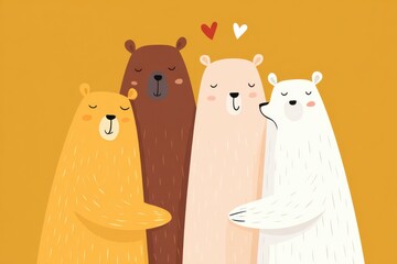 Happy bear family seen together 