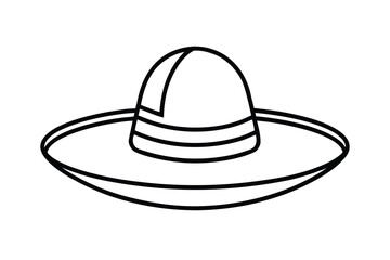 Hispanic heritage month vector art of a line drawing of a traditional mexican sombrero hat line art vector