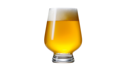 Glass of Golden Beer with Frothy Head on Clear Area