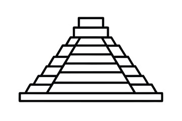 Hispanic heritage month vector art of a line drawing of a stepped pyramid, resembling ancient architecture line art vector
