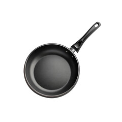 Isolated on white, this black cast iron frying pan is a versatile kitchen cooking utensil