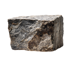 Rough-hewn stone block.