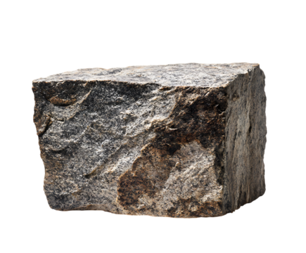 Rough-hewn stone block.