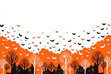 Bats seen in sky flying over trees