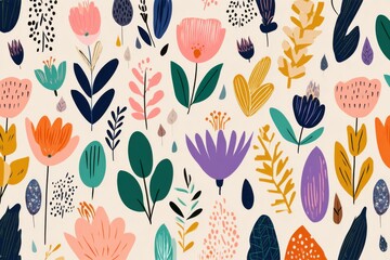 Retro groovy summer floral pattern