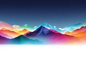 The fantastic and colorful light and shadow between the starry sky and the mountains