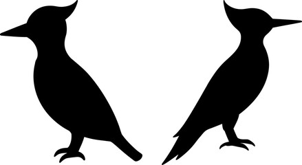 Naklejka premium Black birds animal set, a set of birds standing, birds standing collection, Vector of birds animal, birds silhouette, black birds art isolated on white background