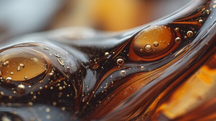 Sugar cube dissolving in black tea with milk swirl creating abstract patterns