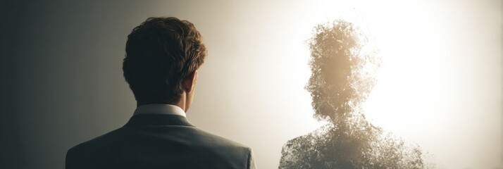 Student Gazes Into Mirror Reflecting Ambitious Future Self While Contemplating Lifes Choices and Aspirations in a Peaceful Setting