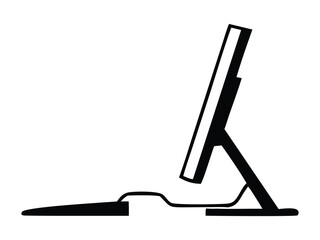 Modern Computer Monitor Side Profile Silhouette