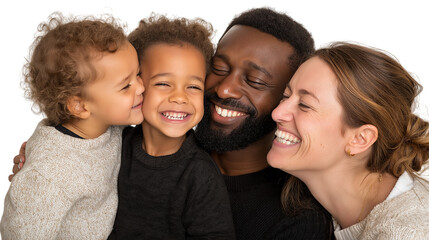Happy Family Portrait with Two Children Smiling