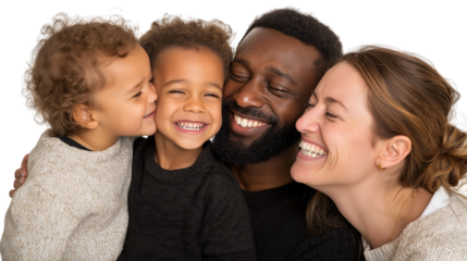 Happy Family Portrait with Two Children Smiling
