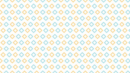 Repeating pattern of small outlined squares in alternating light blue and yellow on white background