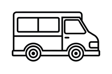 Hispanic heritage month vector art of a simple line drawing of a van viewed from the side line art vector