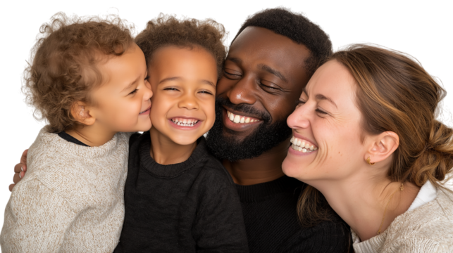 Happy Family Portrait with Two Children Smiling