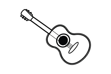 Hispanic heritage month vector art of a simple line drawing of an acoustic guitar with six strings line art vector
