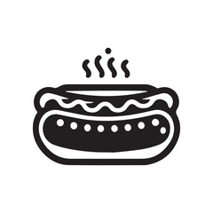 minimalist hot dog food logo on a white background