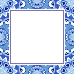 Oriental ornamental mosaic frame. Asian design for page decoration. Vector background