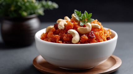 Vibrant Gajar ka Halwa with Cashew Garnish