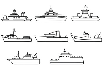 ships icons modern sailing vessel line art © Arif