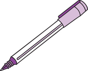 Naklejka premium Purple and white pen with black outline writing stationery