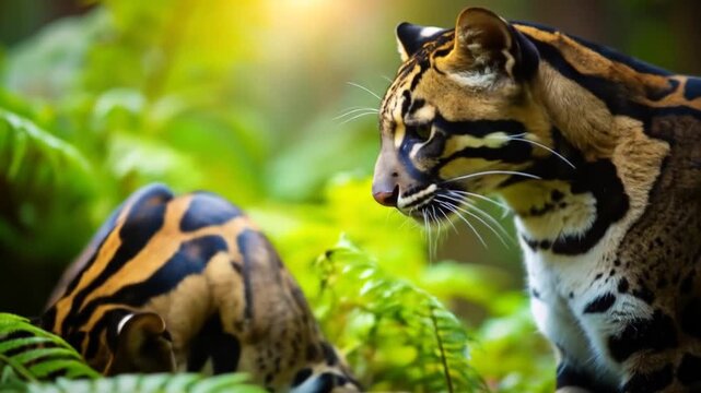 Majestic Clouded Leopards in Lush Jungle Habitat