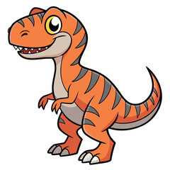 Fototapeta premium Cartoon Tyrannosaurus Rex winks with a cheerful expression on a white background, isolated