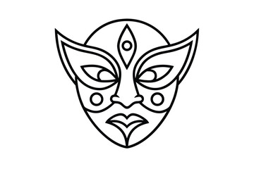 Hispanic heritage month vector art of a stylized tribal mask with a third eye on a white background line art vector