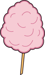 Pink fluffy cotton candy on stick vector