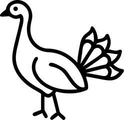 peacock vector icon on white or transparent background. Wildlife and animals Stroke icon collections. Editable Stroke icon collection Outline icon.