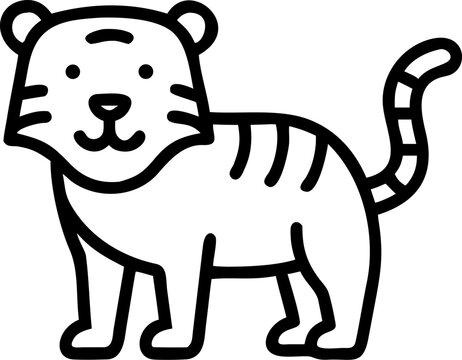 tiger vector icon on white or transparent background. Wildlife and animals Stroke icon collections. Editable Stroke icon collection Outline icon.