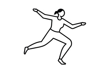 Hispanic heritage month vector art of a woman in midstride, captured in a dynamic running pose line art vector