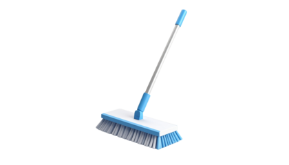 Blue and White Scrubbing Brush with Extendable Handle for Cleaning Projects