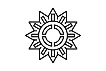 Hispanic heritage month vector art of a stylized geometric sun or star symbol, isolated on a white background line art vector