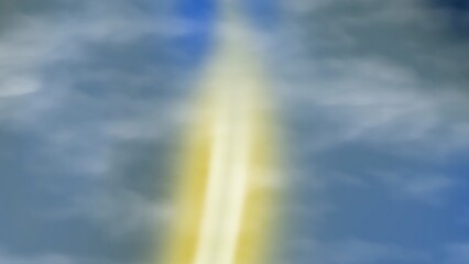 Prismatic Gilded Sapphire Ethereal beam of light piercing through soft clouds creating an uplifting...
