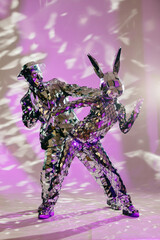 Mirror dancers performing on purple stage