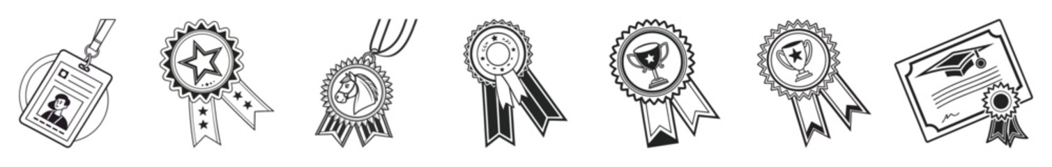 Hand-Drawn Award and Achievement Doodle Icon Set