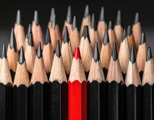 Beyond the Black and Gray: One Red Pencil Symbolizing Visionary Leadership and Boundless Creative Potential.