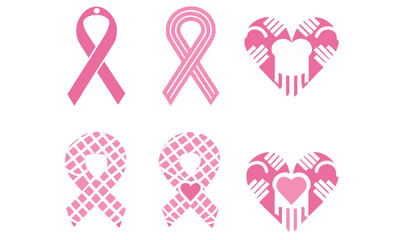 Cancer Awareness Ribbon Icons & Cancer Care Symbol Vector Set