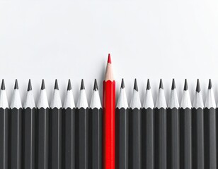 An Unmistakable Presence: The Red Pencil Symbolizing the Power of Standing Out and the Essence of Innovative Thought.