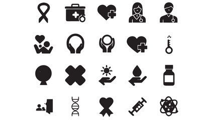 Cancer Awareness Ribbon Icons & Cancer Care Symbol Vector Set