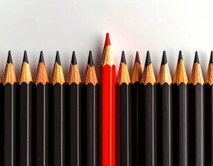An Unmistakable Presence: The Red Pencil Symbolizing the Power of Standing Out and the Essence of Innovative Thought.