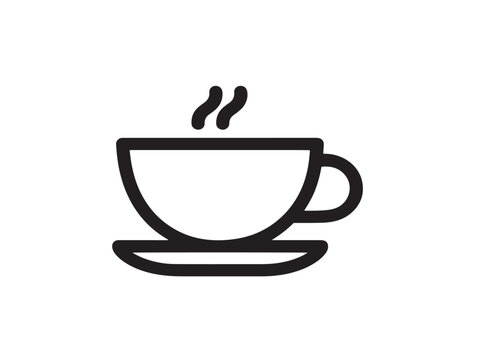 Minimalist stylish 2D coffee cup icon vector