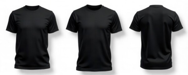 High-res black tee mockup, front & back Ideal for apparel designs , shirt mockup, template, black tee